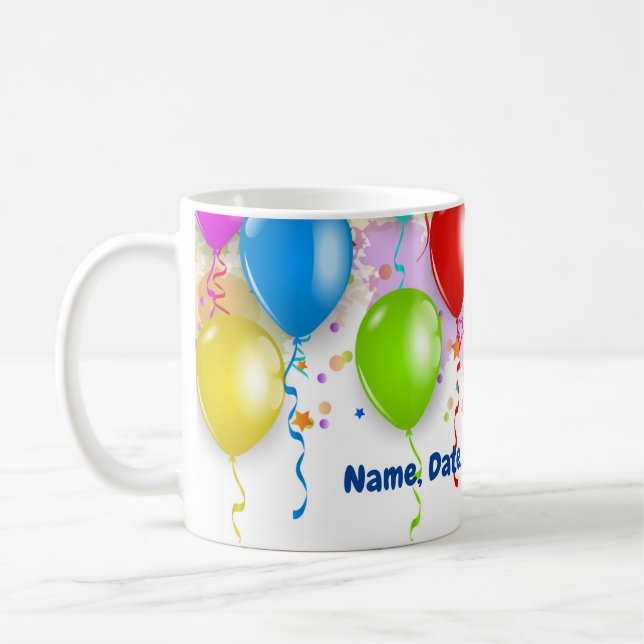 Caneca De Café Mug de Balão Colorido - Personalizável! (Esquerda)