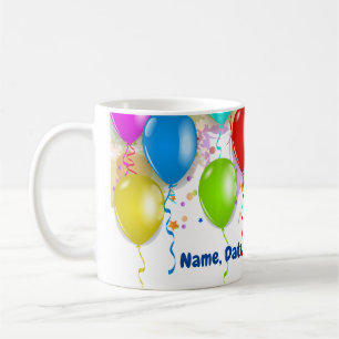 Caneca De Café Mug de Balão de Aniversário Personalizado