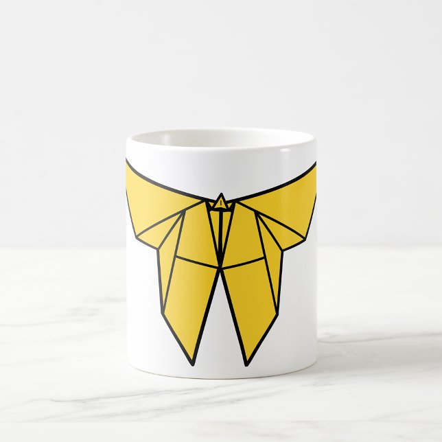 Caneca De Café Mug de Borboleta de Origami Amarelo (Criador carregado)