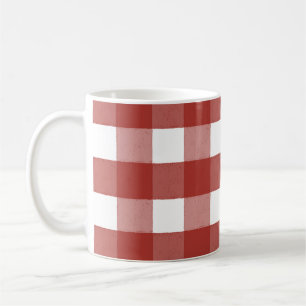 Caneca De Café Mug de café branco-de-gingham vermelho