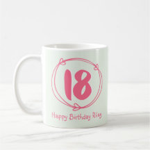 Mug de café com café rosa personalizado 18º aniver