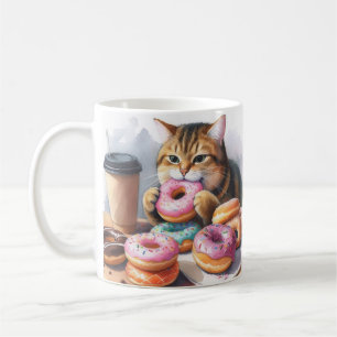 Caneca De Café Mug de café com Cat e Rosquinhas - Café e Rosquinh