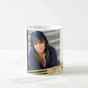 Caneca De Café Mug de café com foto de Formando preto e Dourado 