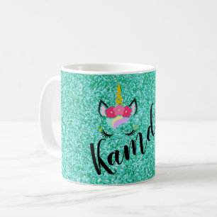 Caneca De Café Mug De Café Com Glitter Teal Personalizado Do Unic