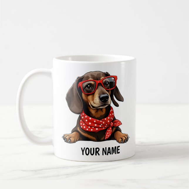 Caneca De Café Mug De Café De Dachshund Personalizado - Enchido D (Esquerda)