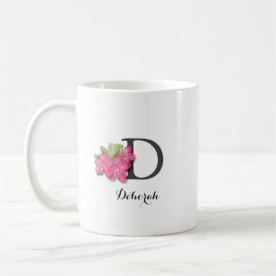 Caneca De Café Mug De Café De Flor Rosa Monograma