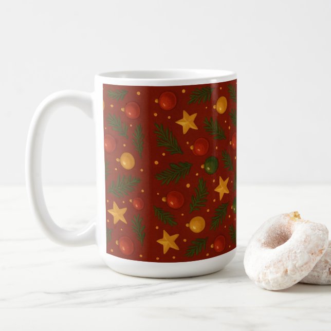 Caneca De Café Mug de café de Natal Vermelho - Presente de Natal  (Com Donut)
