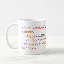 Mug de café de programação XML