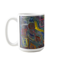 Mug de café em quadrados abstrato
