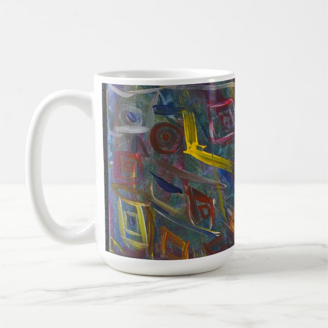 Caneca De Café Mug de café em quadrados abstrato (Esquerda)