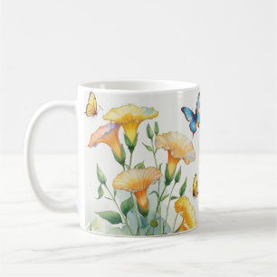 Caneca De Café Mug de Café - Glória Amarela da Manhã e Borboletas