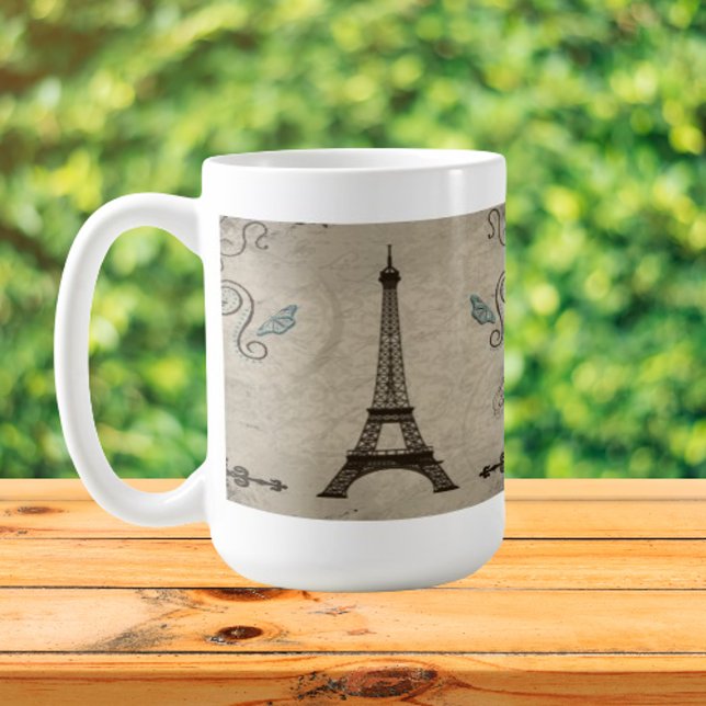Caneca De Café Mug de café Grunge Torre Eiffel (Eiffel Tower Grunge Coffee Mug)