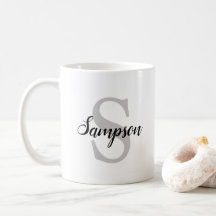 Mug de café monograma com Sobrenome de script