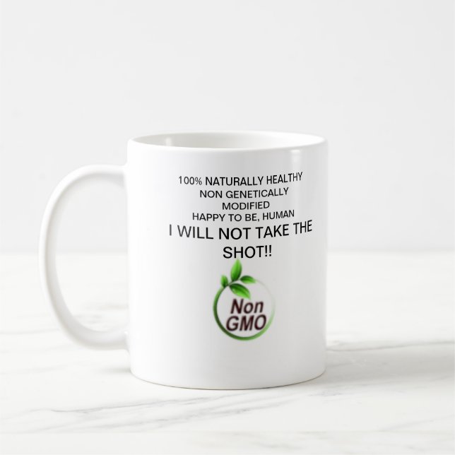 Caneca De Café Mug de café não-OGM, sã e feliz (Esquerda)