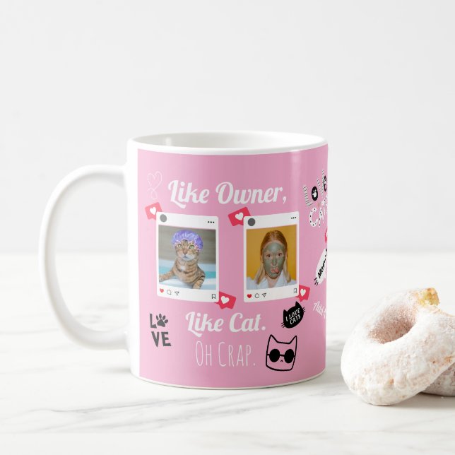 Caneca De Café Mug de café personalizado com foto de gato | Pet M (Com Donut)