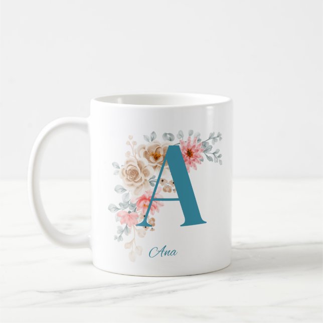 Caneca De Café Mug de Café Personalizado com Nome e Alfabeto A (Esquerda)