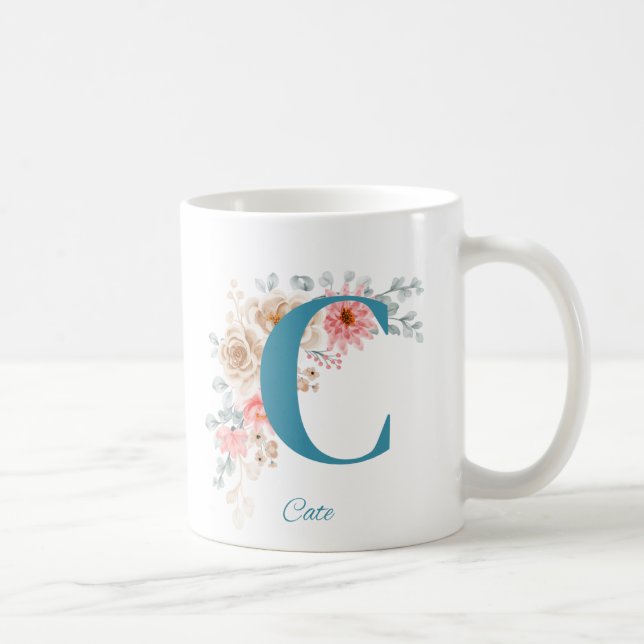 Caneca De Café Mug de Café Personalizado com Nome e Alfabeto C (Direita)