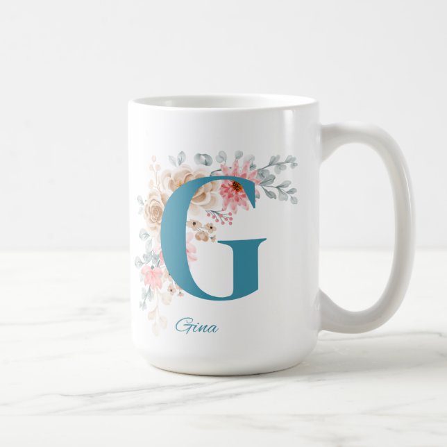 Caneca De Café Mug de Café Personalizado com Nome e Alfabeto G (Direita)