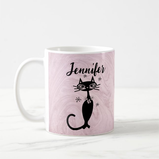 Caneca De Café Mug De Café Personalizado De Gato Negro Atômico Re (Esquerda)
