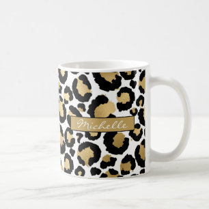 Caneca De Café Mug de Café Personalizado do Leopardo Branco e Dou