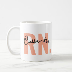 Caneca De Café Mug de Café RN com Nome ・Presente de Enfermeiro Re