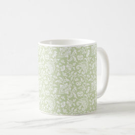 Caneca De Café Mug de café verde-pálido, floral, 1860
