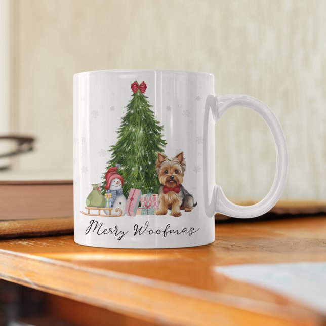 Caneca De Café Mug De Cão Personalizado - Presente De Feriado Per (Yorkie Christmas Mug, Merry Woofmas Mug, Personalized Yorkshire Terrier Mug, Cute Dog Lover Holiday )