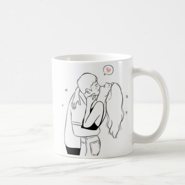 Caneca De Café Mug de Casal Romântico - Presente bonito para aman (Direita)