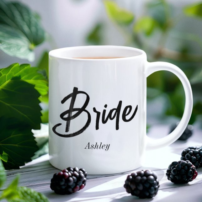 Caneca De Café Mug de Casamento Branco Negro Bride (Criador carregado)