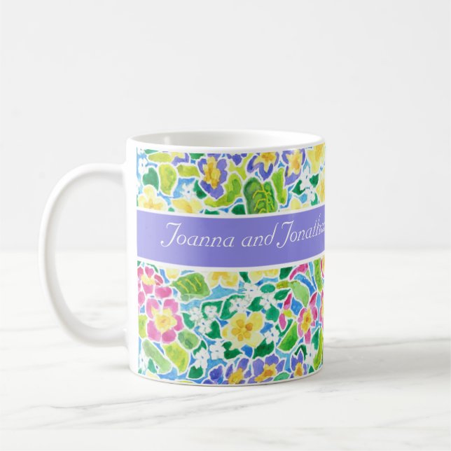 Caneca De Café Mug de Casamento Personalizável, Primroses de Prim (Esquerda)