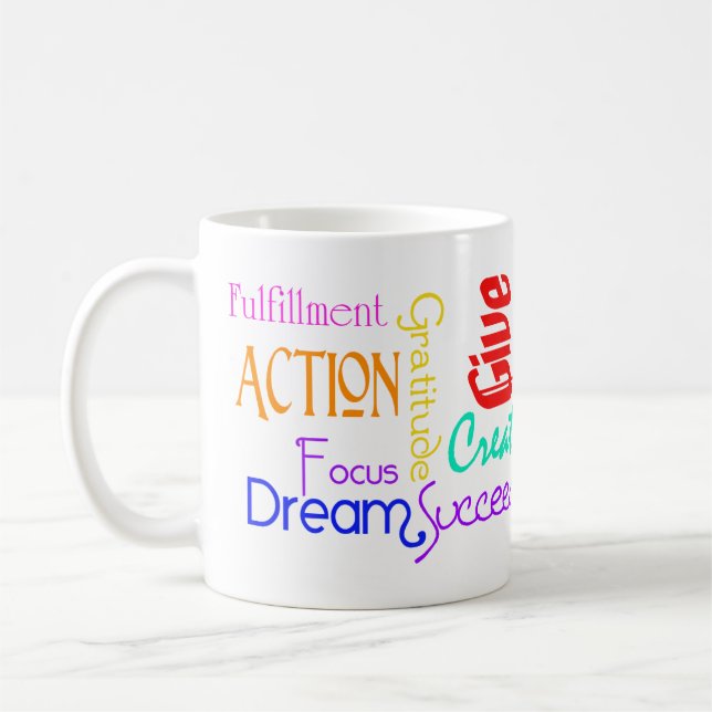 Caneca De Café Mug de Colagem de Palavras Motivacional (Esquerda)