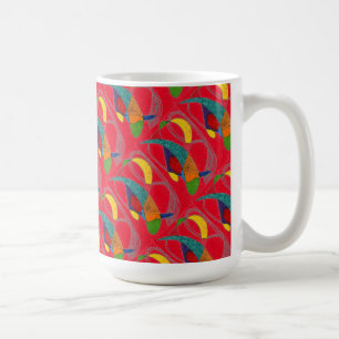 Caneca De Café Mug de design abstrato "Boomerangs em Til Vermelho