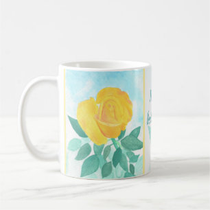 Caneca De Café Mug de Escritura Rosa Amarela