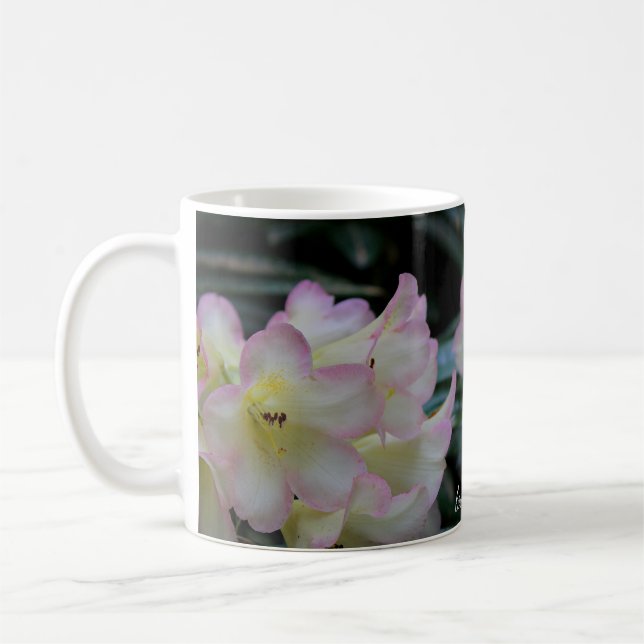 Caneca De Café Mug de Flor Amarelo-Rosa e Rododendrino (Esquerda)