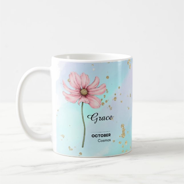 Caneca De Café Mug de Flor Personalizado em Outubro (Esquerda)