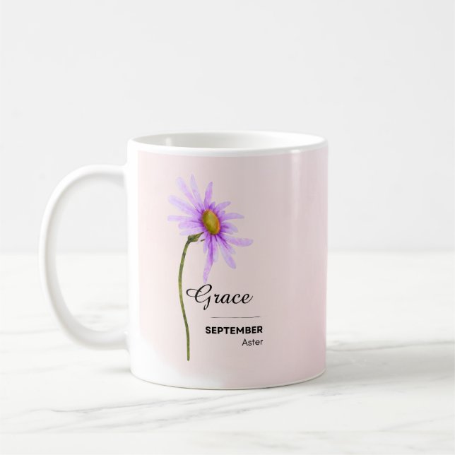 Caneca De Café Mug de Flor Personalizado em Setembro (Esquerda)