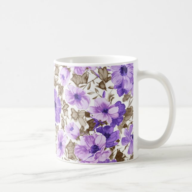 Caneca De Café Mug de Flor Roxo Especial (Direita)