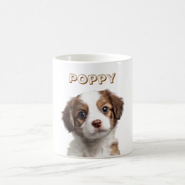 Caneca De Café Mug de Fotografia de Cão Personalizado - Nome Pers (Centro)
