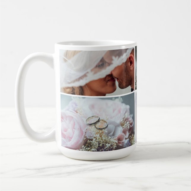 Caneca De Café Mug de Fotografia de Grade de Casamento Personaliz (Esquerda)