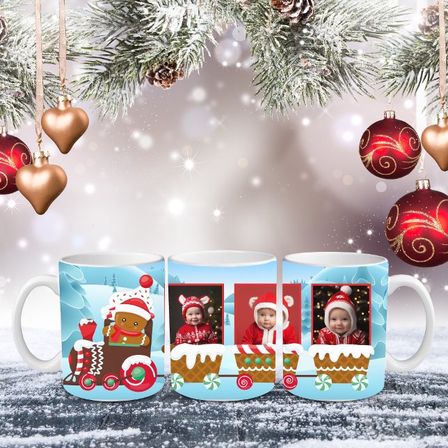 Caneca De Café Mug de Fotografia do Comboio de Natal Personalizáv (Criador carregado)