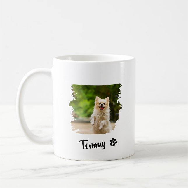 Caneca De Café Mug de Fotografia Pet Personalizado com Nome e Tip (Esquerda)