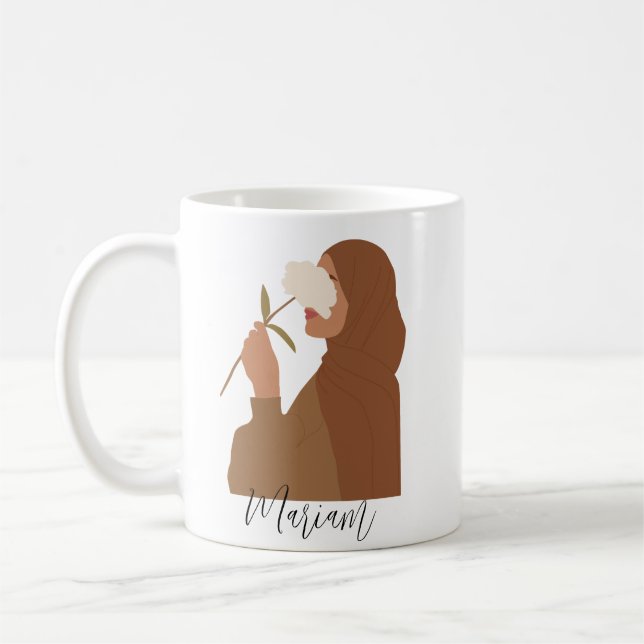 Caneca De Café Mug de garota muçulmana personalizada| Hijabi Mug (Esquerda)