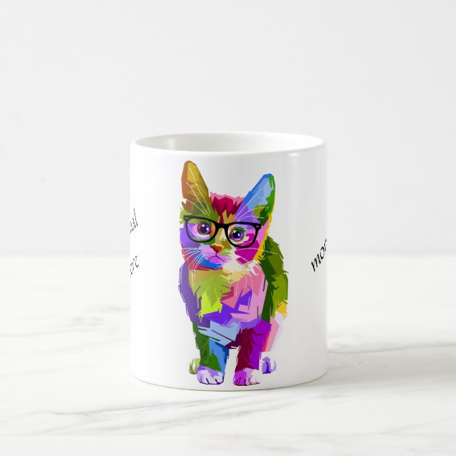 Caneca De Café Mug de Gato de Hipster Multicolorido (Centro)