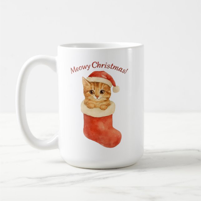 Caneca De Café Mug de Gato de Natal - Presente de Natal (Esquerda)
