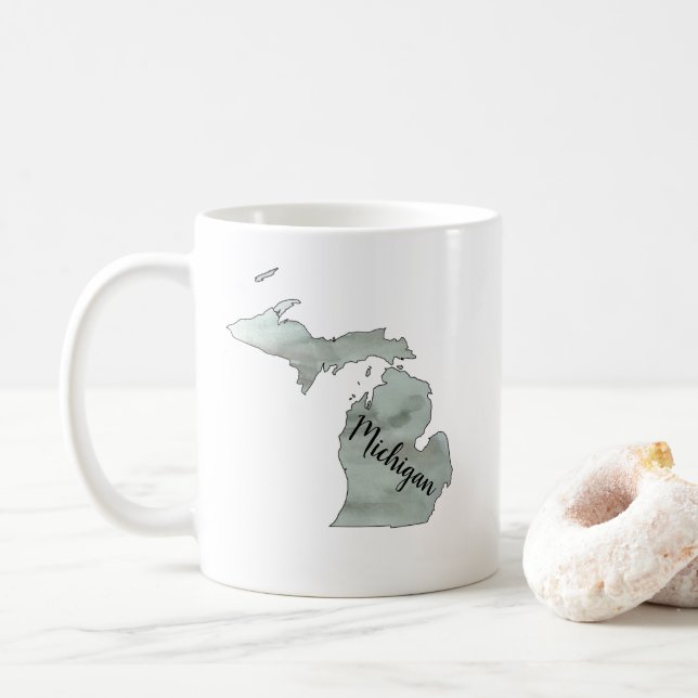 Caneca De Café Mug de Ilustração Estadual de Michigan (Com Donut)