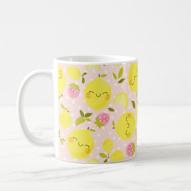 Caneca De Café Mug de Lemon de Morango Rosa (Esquerda)