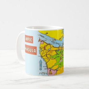 Caneca De Café Mug de Mapa Colorido da Península Olimpiadas