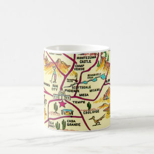 Caneca De Café Mug de Mapa de Arizonas Ilustrado Colorido