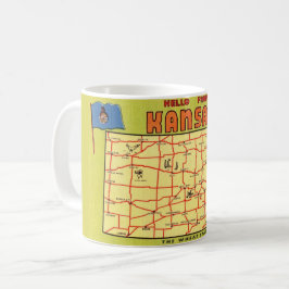 Caneca De Café Mug de Mapa do Estado do Kansas