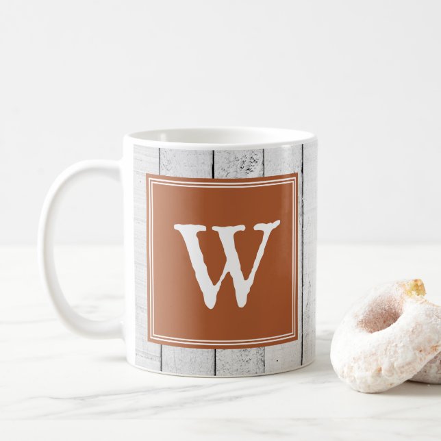 Caneca De Café Mug de Monograma Russo Laranja Queimado (Com Donut)